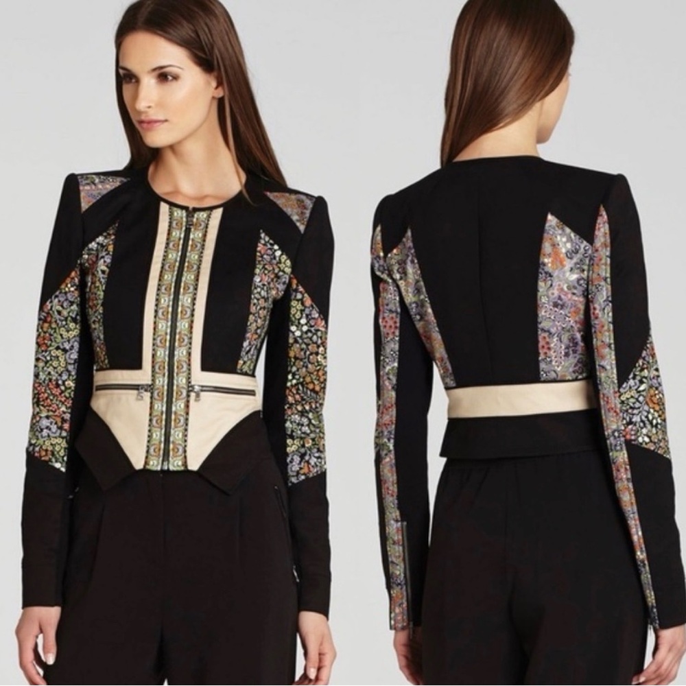 BCBGMaxAzria Black and Multicolor Jacket